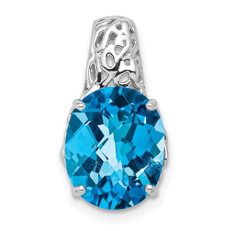 Sterling Silver Rhodium-plated Blue Topaz Pendant