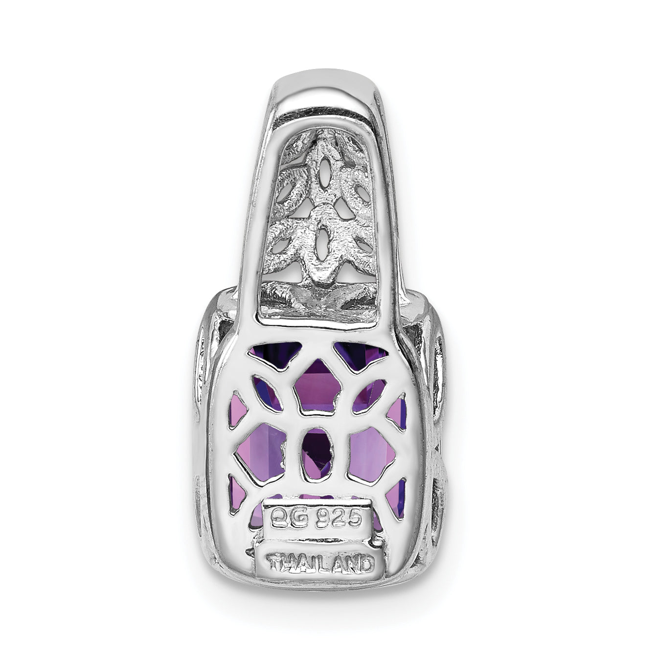 Sterling Silver Rhodium-plated Amethyst Pendant