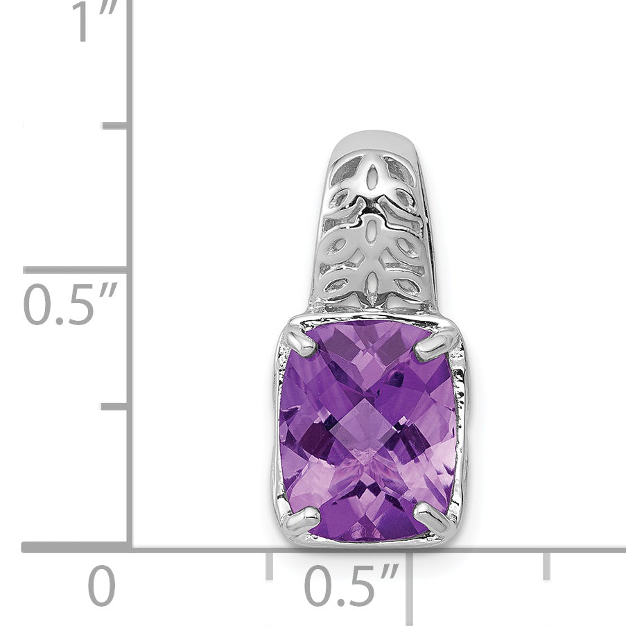 Sterling Silver Rhodium-plated Amethyst Pendant