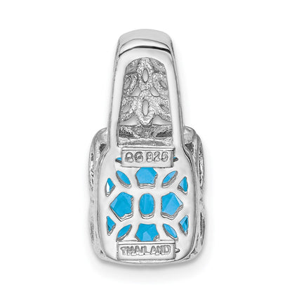 Sterling Silver Rhodium-plated Blue Topaz Pendant