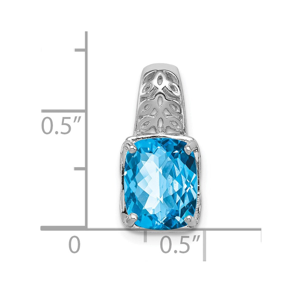 Sterling Silver Rhodium-plated Blue Topaz Pendant
