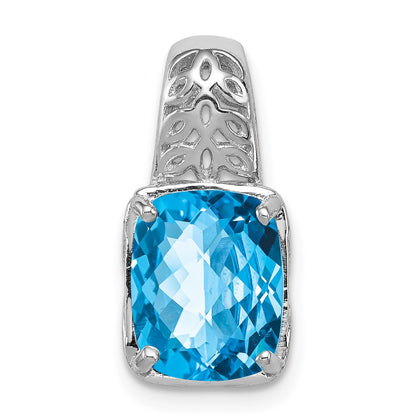 Sterling Silver Rhodium-plated Blue Topaz Pendant