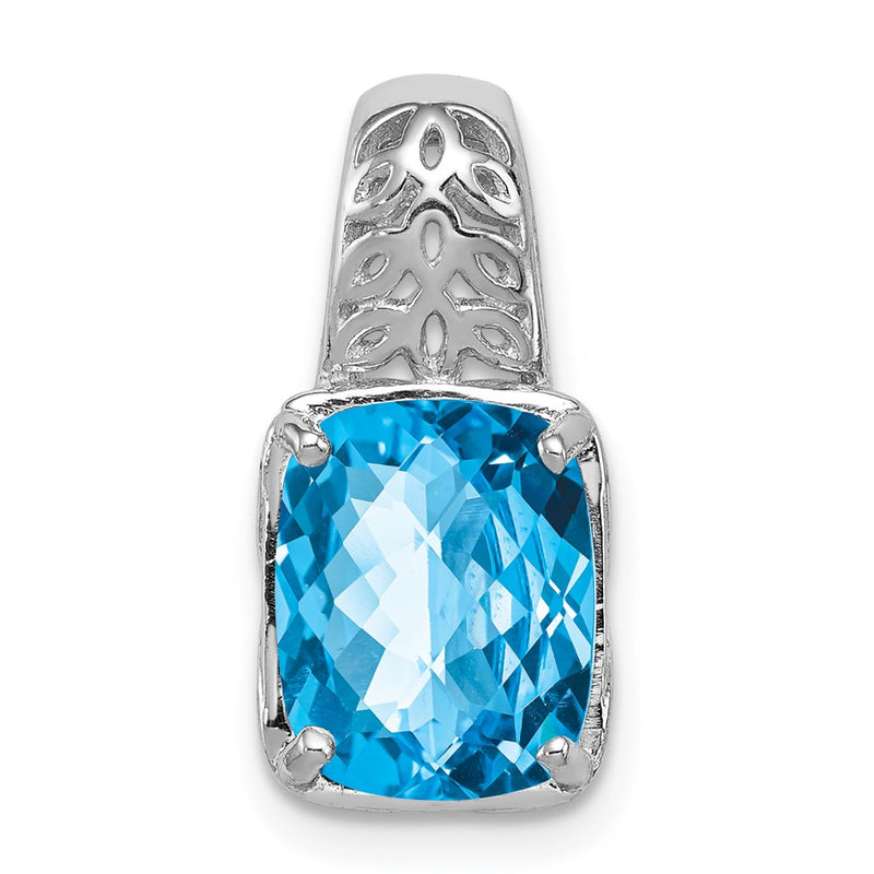 Sterling Silver Rhodium-plated Blue Topaz Pendant