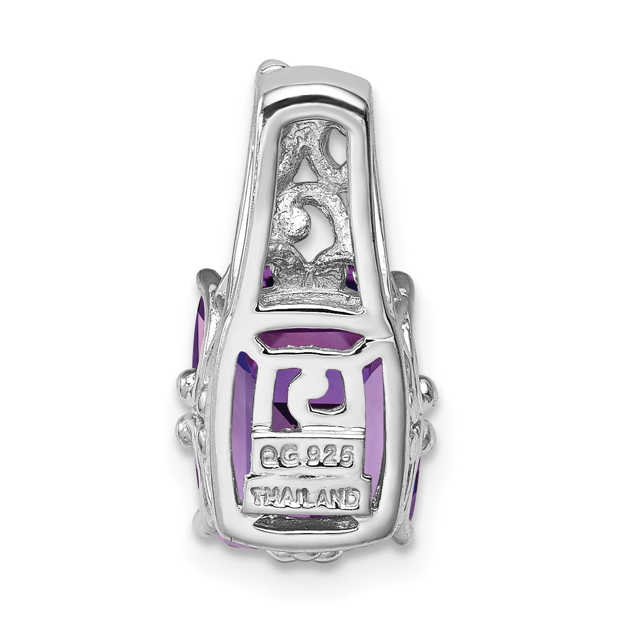 Sterling Silver Rhodium-plated Amethyst Pendant