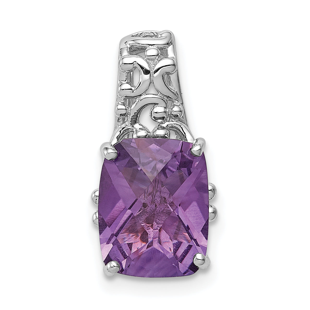 Sterling Silver Rhodium-plated Amethyst Pendant