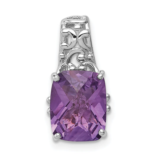 Sterling Silver Rhodium-plated Amethyst Pendant