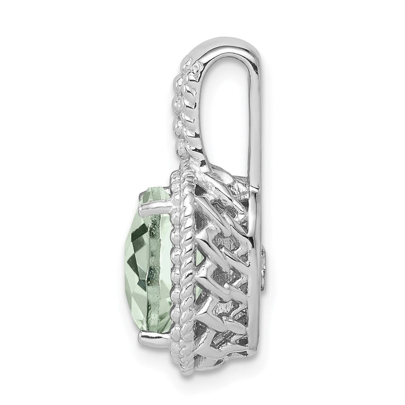 Sterling Silver Rhodium-plated Green Quartz Pendant