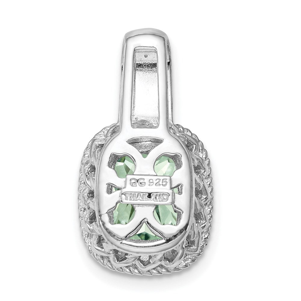 Sterling Silver Rhodium-plated Green Quartz Pendant