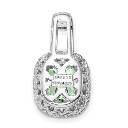 Sterling Silver Rhodium-plated Green Quartz Pendant