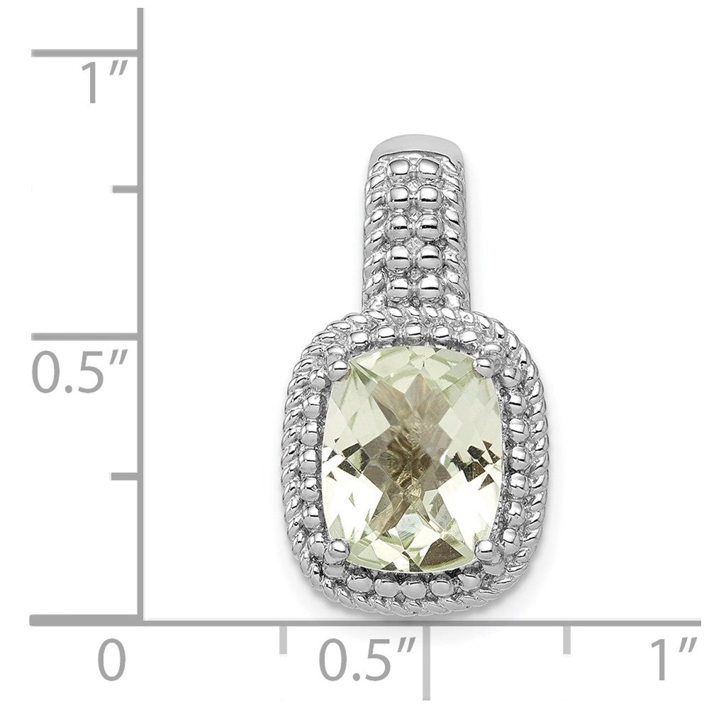 Sterling Silver Rhodium-plated Green Quartz Pendant
