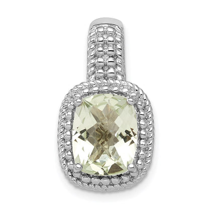 Sterling Silver Rhodium-plated Green Quartz Pendant