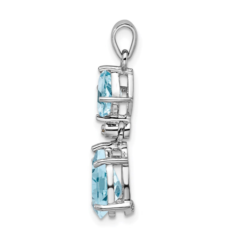 Sterling Silver Rhodium Plated Diamond & Light Swiss Bt Pendant