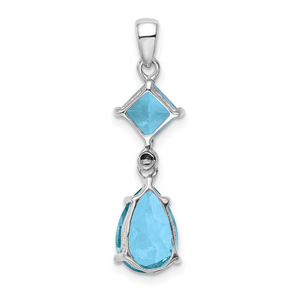 Sterling Silver Rhodium Plated Diamond & Light Swiss Bt Pendant