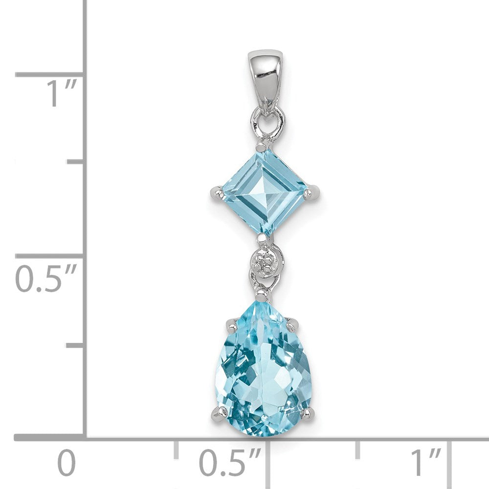 Sterling Silver Rhodium Plated Diamond & Light Swiss Bt Pendant