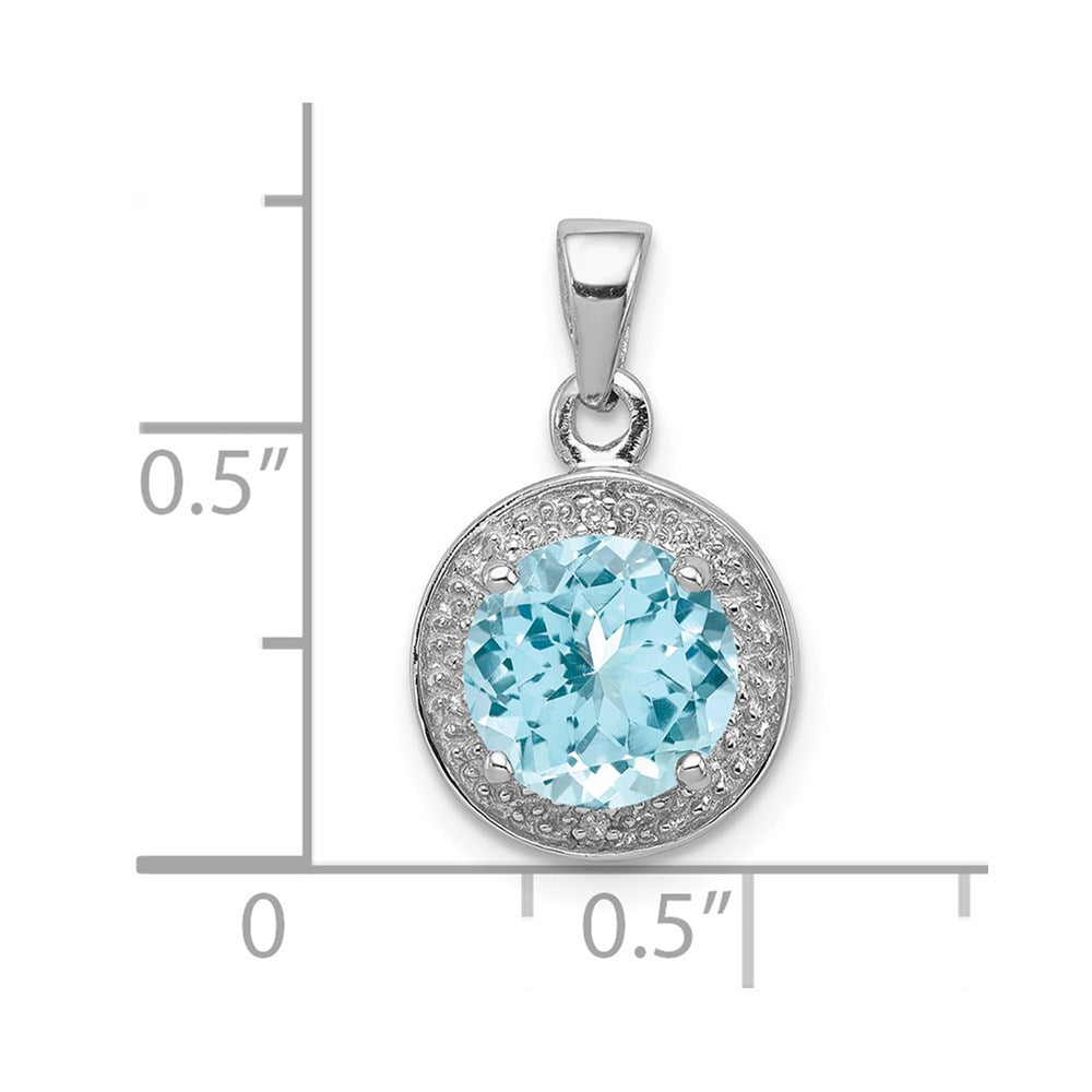 Sterling Silver Rhodium Plated Diamond & Light Swiss Bt Pendant