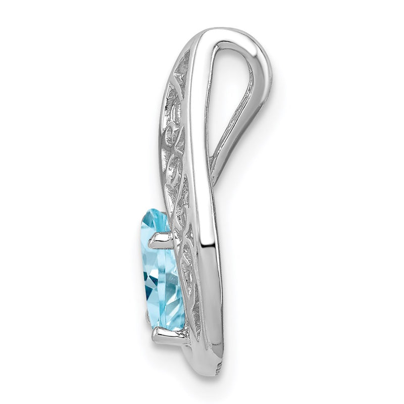 Sterling Silver Rhodium Plated Diamond And Light Swiss Bt Pendant