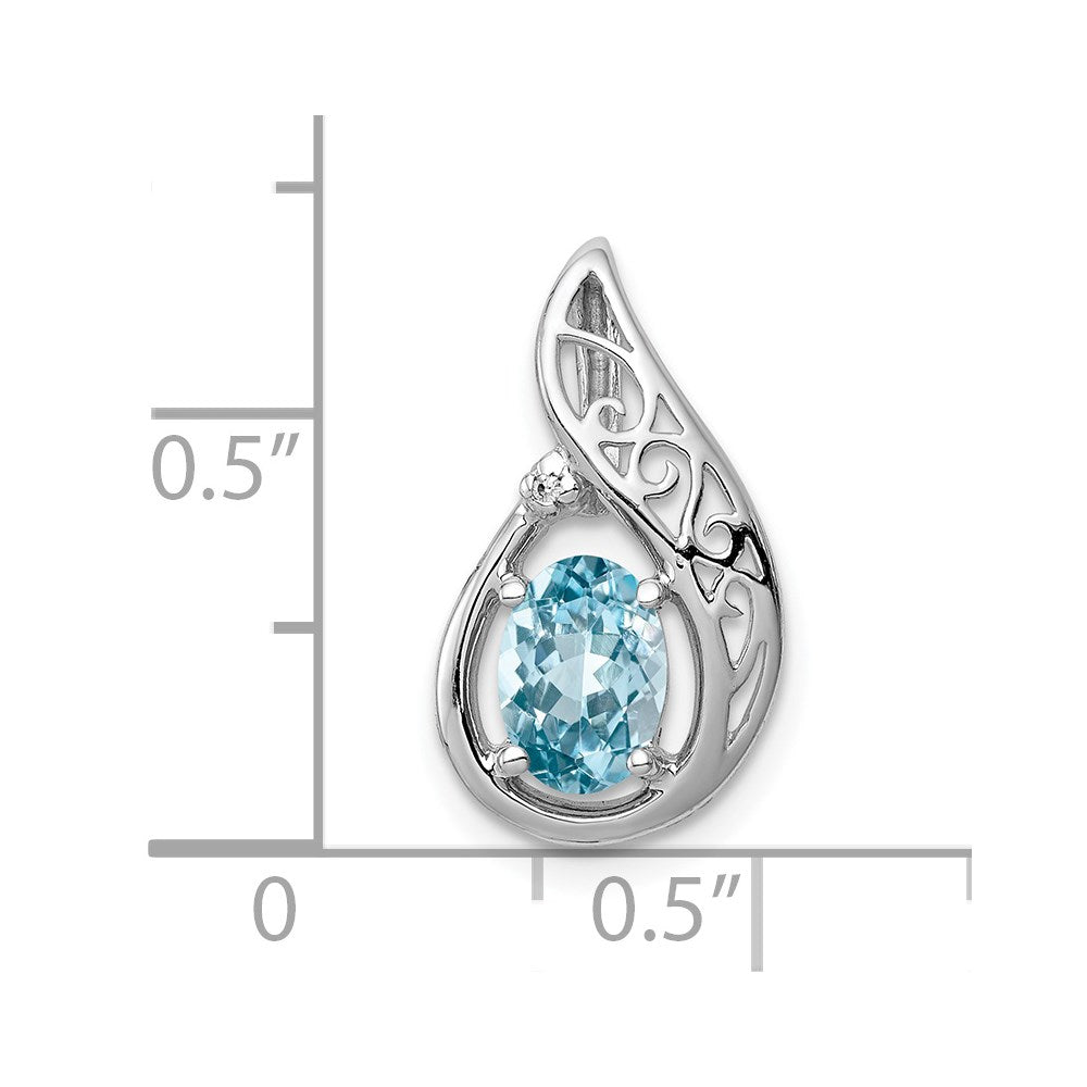 Sterling Silver Rhodium Plated Diamond And Light Swiss Bt Pendant