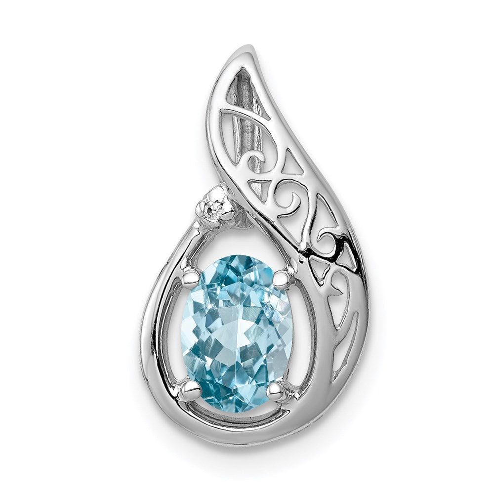 Sterling Silver Rhodium Plated Diamond And Light Swiss Bt Pendant