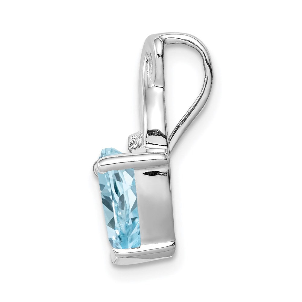 Sterling Silver Rhodium Plated Diamond & Lt Swiss Bt Heart Pendant