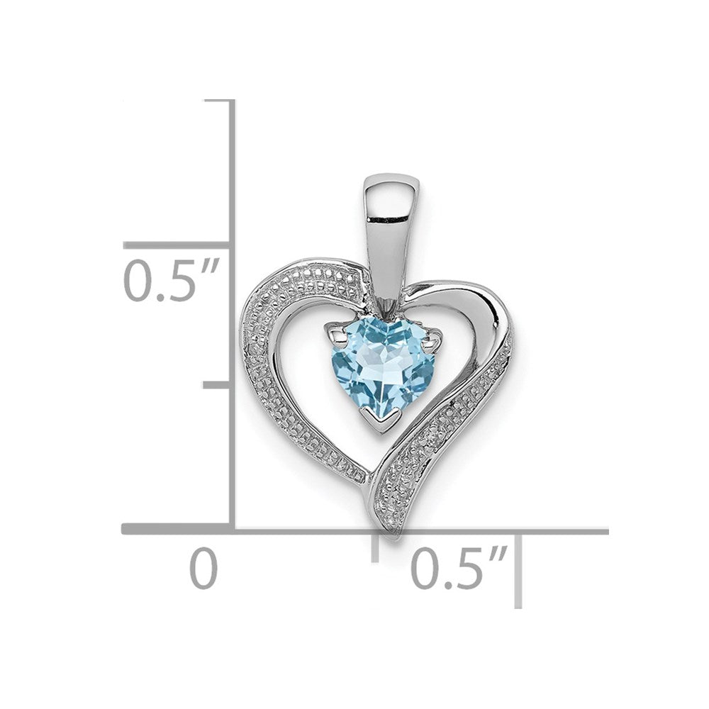 Sterling Silver Rhodium Plated Diamond & Swiss Bt Heart Pendant
