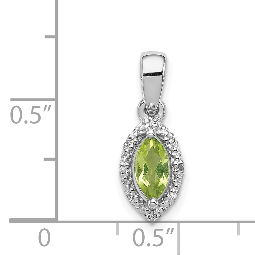 Sterling Silver Rhodium-plated Diamond and Peridot Pendant