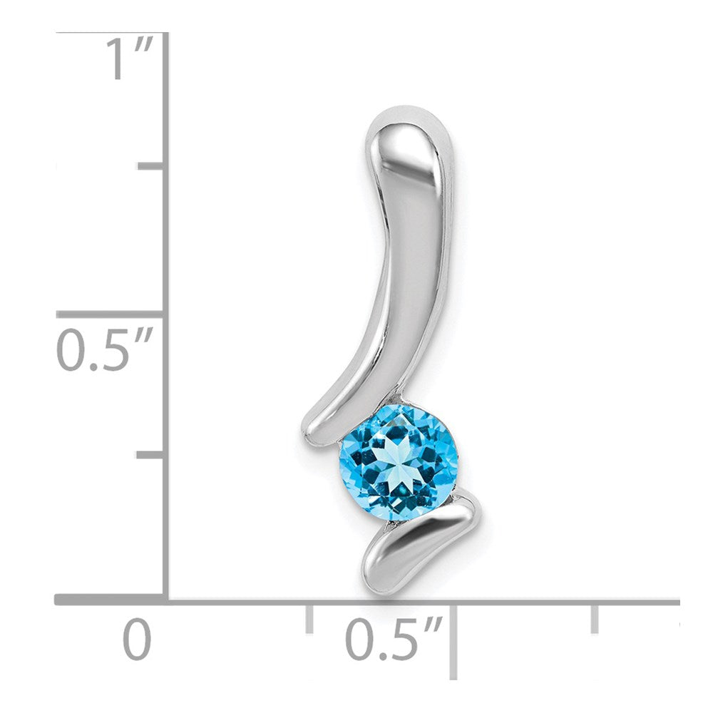 Sterling Silver Rhodium-Plated Blue Topaz Pendant