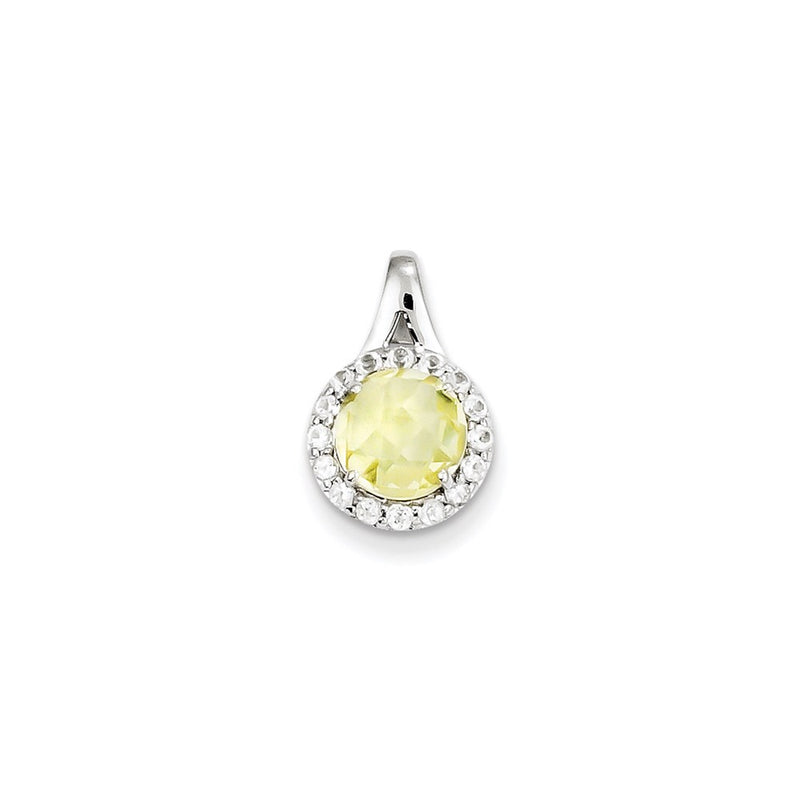 Sterling Silver White Topaz & Lemon Quartz Circle Pendant