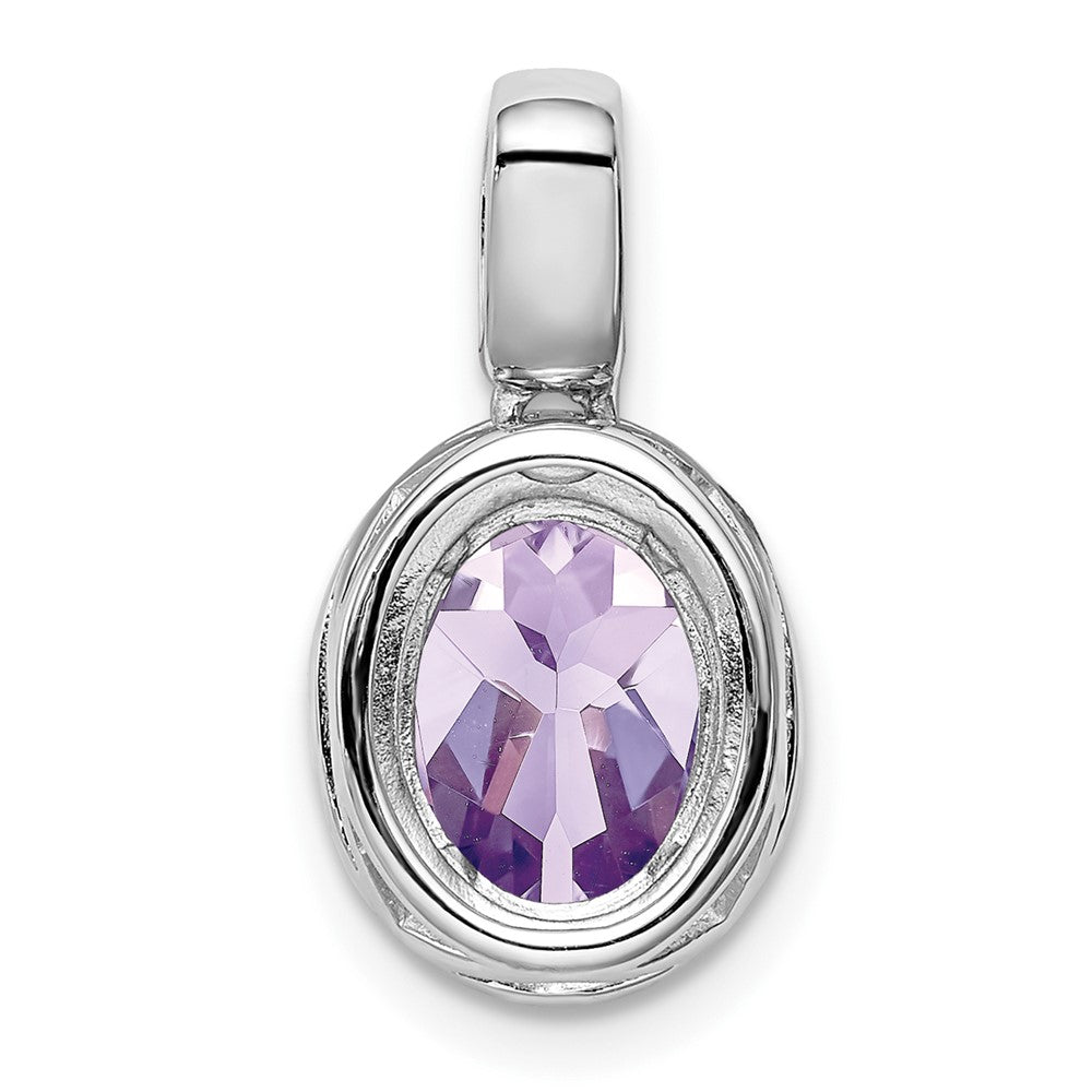 Sterling Silver Rhodium-plated with Pink Quartz Pendant