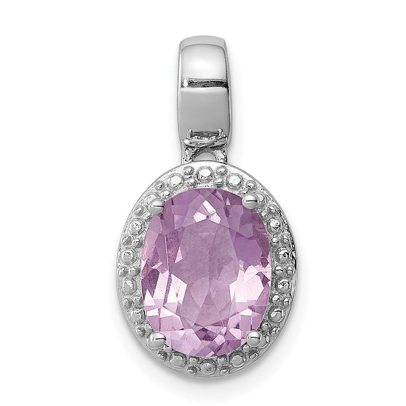 Sterling Silver Rhodium-plated with Pink Quartz Pendant