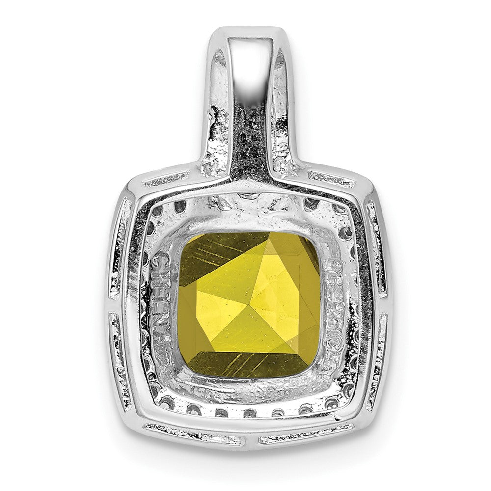 Sterling Silver Rhodium-plated Diamond & Lemon Quartz Pendant
