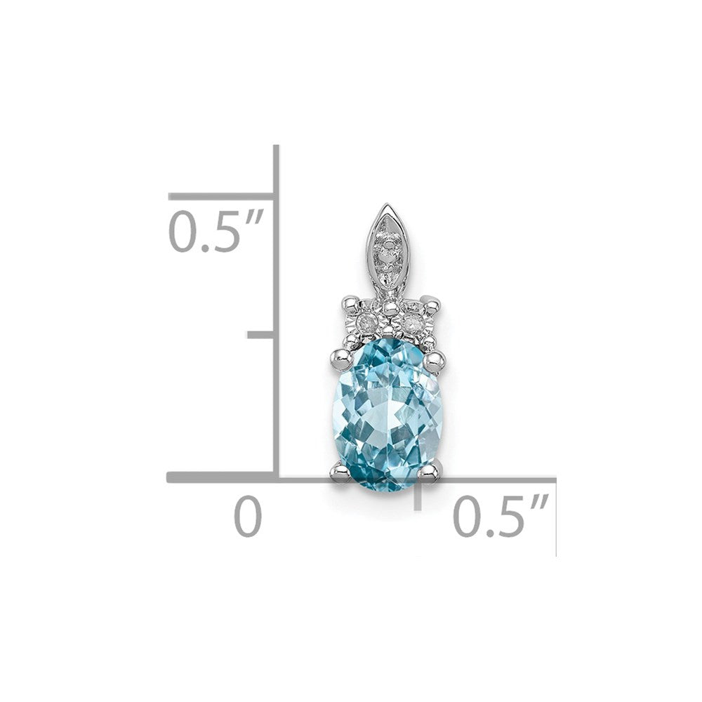 Sterling Silver Rhodium-plated Diamond & Light Blue Topaz Pendant