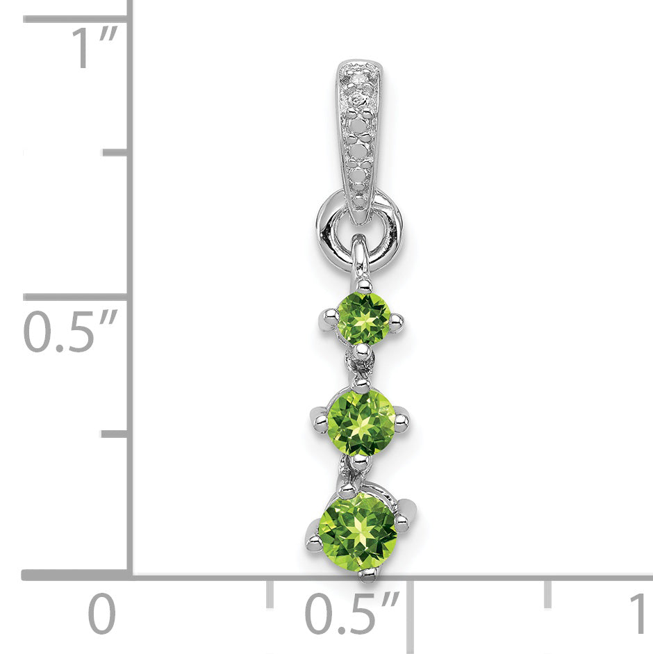 Sterling Silver Rhodium-plated Peridot Diamond Pendant