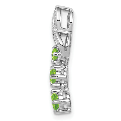 Sterling Silver Rhodium-plated Peridot and Diamond Pendant