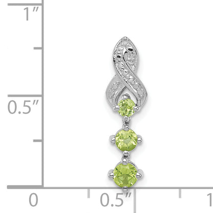 Sterling Silver Rhodium-plated Peridot and Diamond Pendant