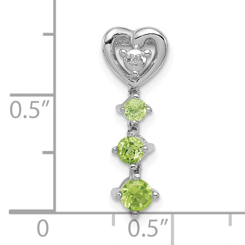 Sterling Silver Rhodium-plated Peridot Diamond Pendant