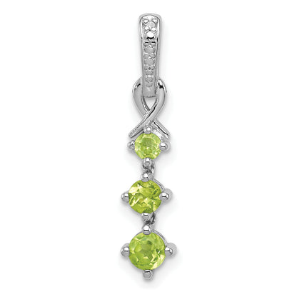 Sterling Silver Rhodium-plated Peridot and Diamond Pendant