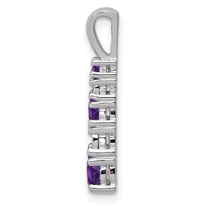 Sterling Silver Rhodium-plated Amethyst and Diamond Pendant