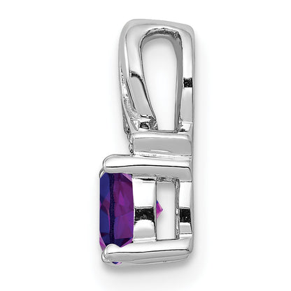 Sterling Silver Rhodium-plated Amethyst Diamond Pendant