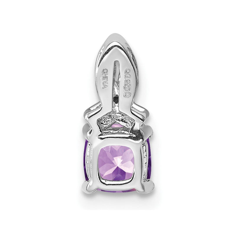 Sterling Silver Rhodium-plated Amethyst Diamond Pendant