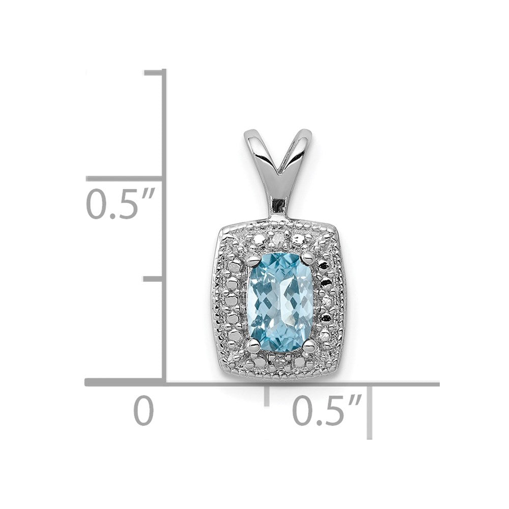 Sterling Silver Rhodium-plated Light Swiss Blue Topaz Diamond Pendant