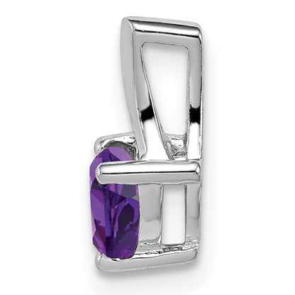 Sterling Silver Rhodium-plated Amethyst Diamond Pendant