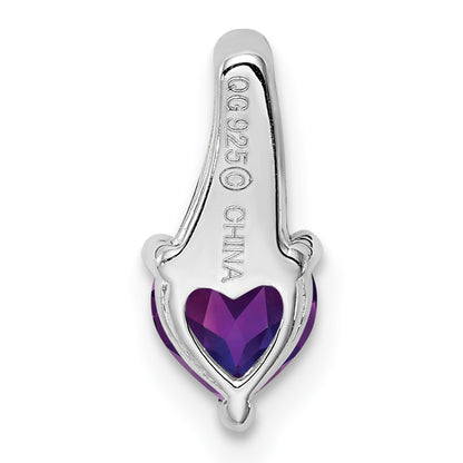 Sterling Silver Rhodium-plated Amethyst Diamond Pendant