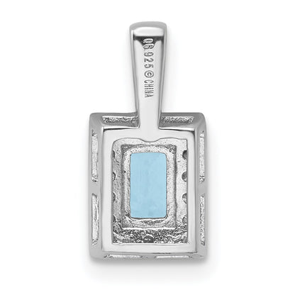 Sterling Silver Rhodium-plated Light Swiss Blue Topaz Diamond Pendant