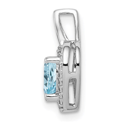 Sterling Silver Rhodium-plated Light Swiss Blue Topaz Diamond Pendant