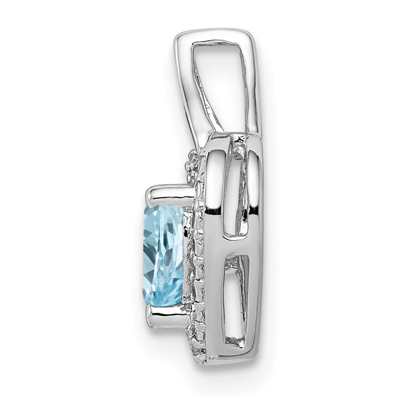 Sterling Silver Rhodium-plated Light Swiss Blue Topaz Diamond Pendant