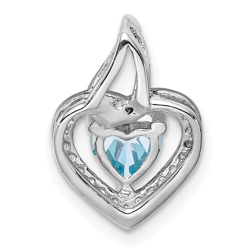 Sterling Silver Rhodium-plated Light Swiss Blue Topaz Diamond Pendant