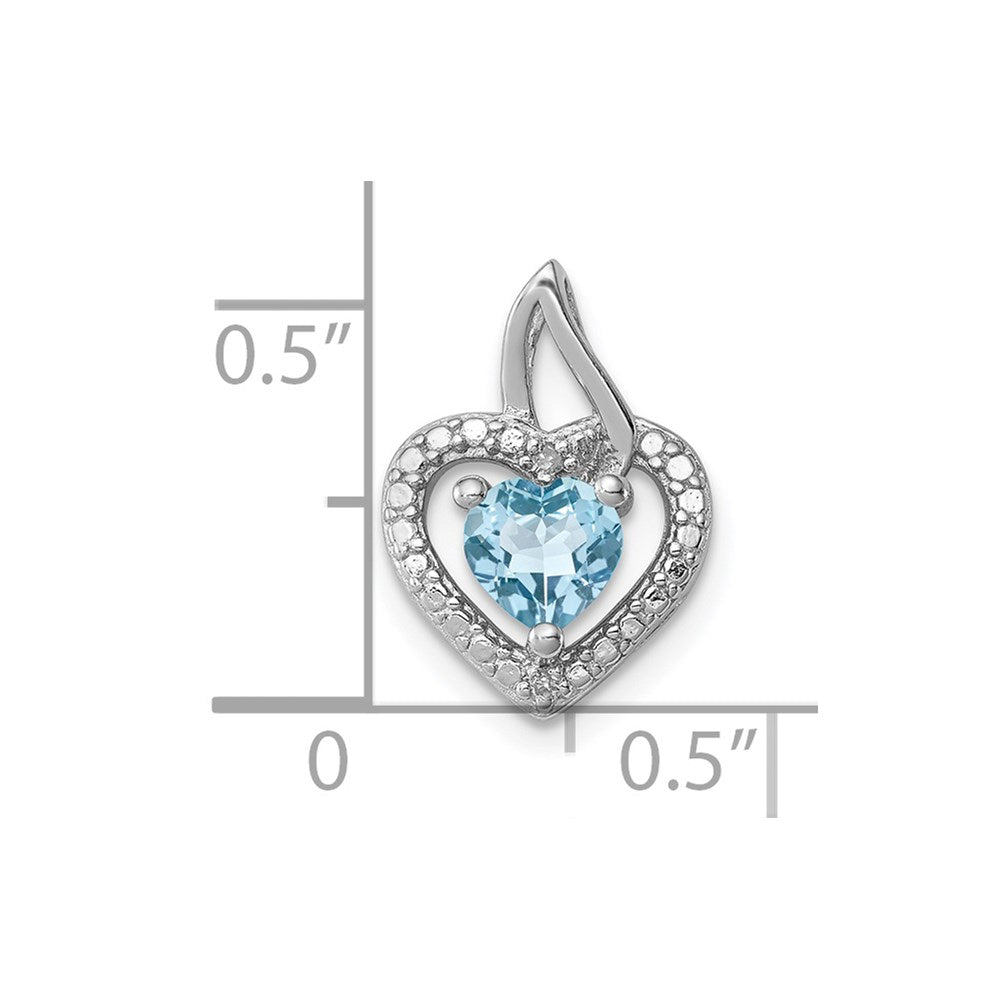 Sterling Silver Rhodium-plated Light Swiss Blue Topaz Diamond Pendant