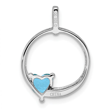 Sterling Silver Rhodium-plated Light Swiss Blue Topaz Diamond Pendant