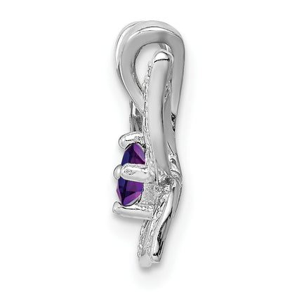 Sterling Silver Rhodium-plated Amethyst & Diamond Pendant