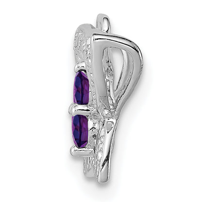 Sterling Silver Rhodium-plated Amethyst & Diamond Pendant